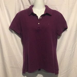 Purple v-neck short sleeve polo
